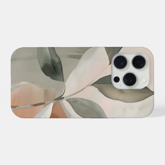 Soft Sage & Blush Abstract Botanical Art iPhoneケース (裏面横)