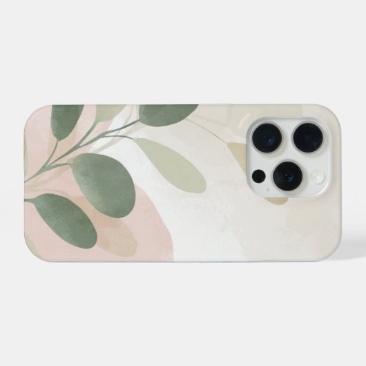 Soft Sage Botanical Minimal Abstract  Calm Neutral iPhoneケース (裏面横)