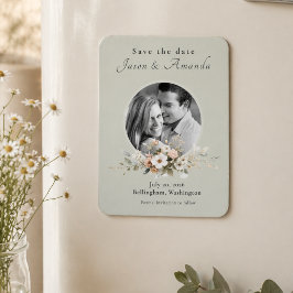 Soft Sage Botanical Photo Save the Date Magnet マグネット
