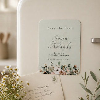 Soft Sage Botanical Save the Date Magnet マグネット