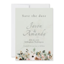 Soft Sage Botanical Save the Date Wedding