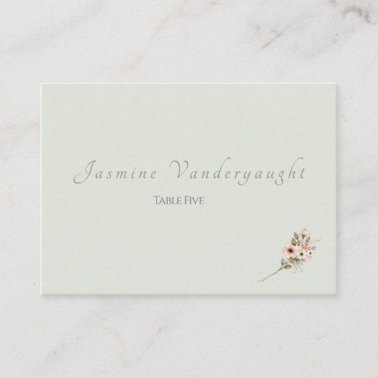 Soft Sage Botanical Wedding Escort Cards プレイスカード (正面)
