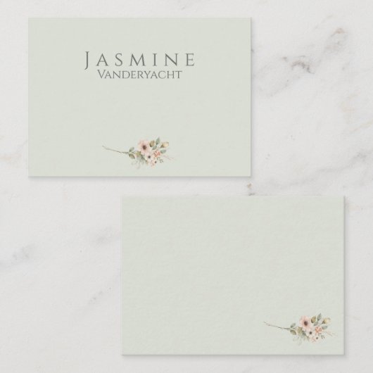 Soft Sage Botanical Wedding Place Cards プレイスカード (正面/裏面)