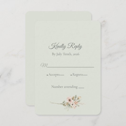 Soft Sage Botanical Wedding RSVP (正面/裏面)