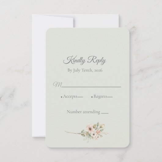 Soft Sage Botanical Wedding RSVP Card | (正面)