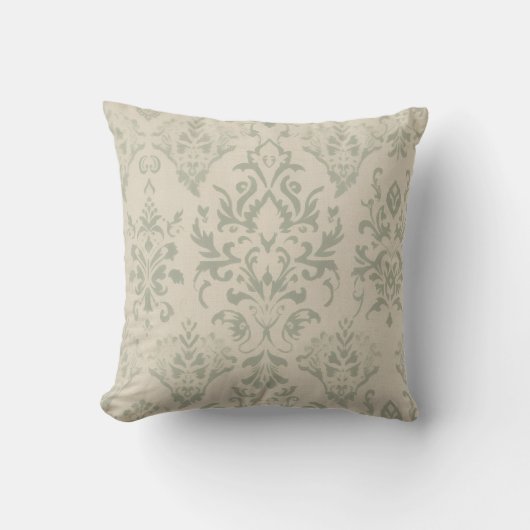 Soft Sage Damask Decorative クッション (正面)