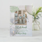 Soft Sage Floral Eid Mubarak Family Photo Card  シーズンカード (スタンド正面)