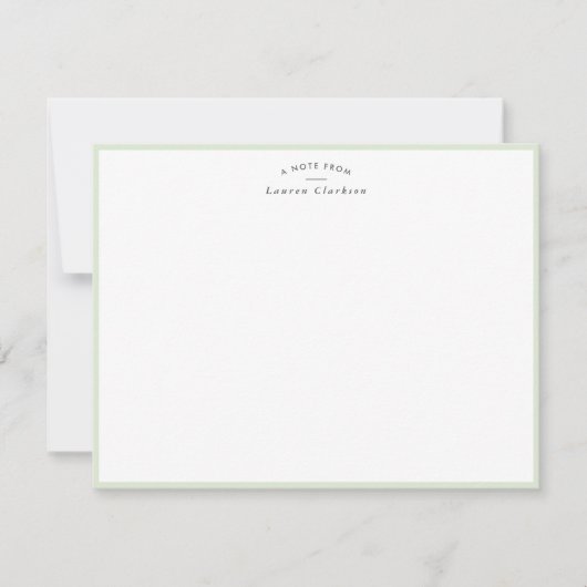 Soft Sage Green Border Personalized Note Card 招待状 (正面)