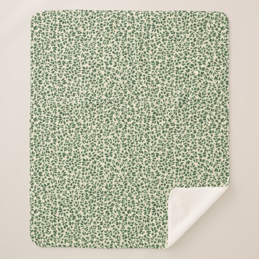 Soft Sage Green Botanical Leaf Foliage Pattern シェルパブランケット (正面)