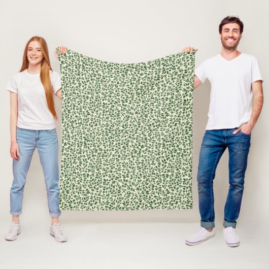 Soft Sage Green Botanical Leaf Foliage Pattern フリースブランケット (インサイチュ)