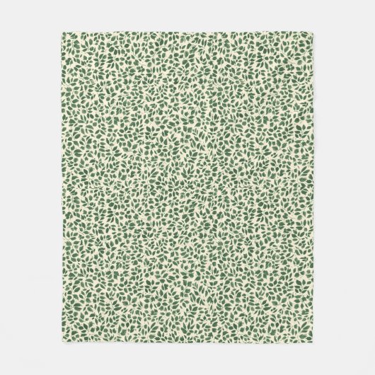 Soft Sage Green Botanical Leaf Foliage Pattern フリースブランケット (正面)