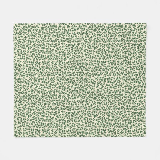 Soft Sage Green Botanical Leaf Foliage Pattern フリースブランケット (正面(横))