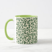 Soft Sage Green Botanical Leaf Foliage Pattern マグカップ (左)