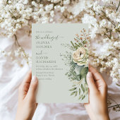 Soft Sage Green Botanical Minimal Wedding 招待状
