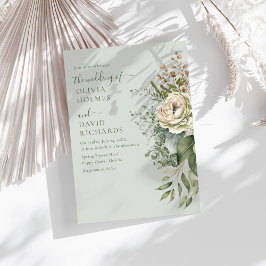 Soft Sage Green Botanical Minimal Wedding 招待状