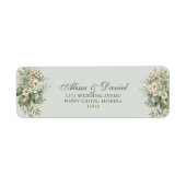Soft Sage Green Floral Address Label ラベル (正面)