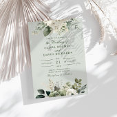 Soft Sage Green Floral Classic Wedding Invitation 招待状