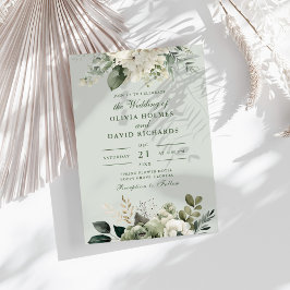 Soft Sage Green Floral Classic Wedding Invitation 招待状