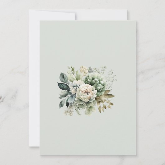 Soft Sage Green Floral Classic Wedding Invitation 招待状 (裏面)