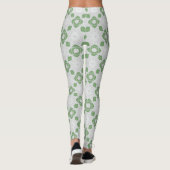 Soft Sage Green Floral Geometric Pattern Leggings レギンス (裏面)