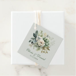 Soft Sage Green Floral Wedding Favor Tag フェイバータグ