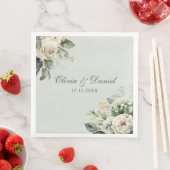 Soft Sage Green Floral Wedding Napkin (インサイチュ)