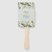 Soft Sage Green Floral Wedding Program Hand Fan ハンドファン (正面)