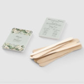 Soft Sage Green Floral Wedding Program Hand Fan ハンドファン (組立なし)
