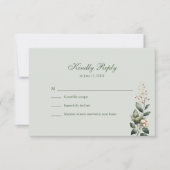 Soft Sage Green Floral Wedding RSVP Card (正面)