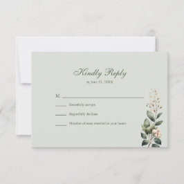 Soft Sage Green Floral Wedding RSVP Card