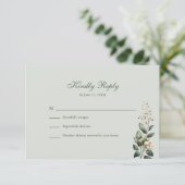 Soft Sage Green Floral Wedding RSVP Card (スタンド正面)