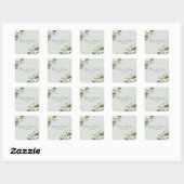 Soft Sage Green Floral Wedding Sticker スクエアシール (シート)