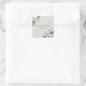 Soft Sage Green Floral Wedding Sticker スクエアシール (バッグ)