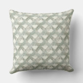 Soft Sage Green Hand-Painted Lattice Print Cushion クッション (裏面)