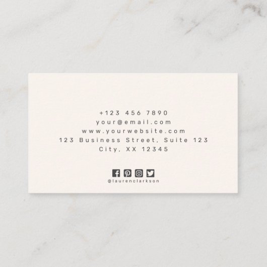 Soft Sage Green & Off-White Modern Professional  名刺 (裏面)