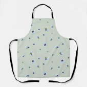 Soft Sage Japanese Blue Pansy Floral Pattern エプロン (正面)