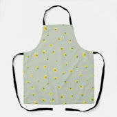 Soft Sage Japanese Winter Cosmos Floral Pattern エプロン (正面)