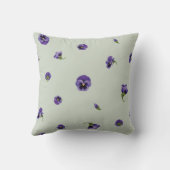Soft Sage Purple Japanese Pansy Floral Pattern クッション (裏面)