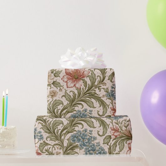 Soft Scrollwork Garden Floral Pattern ラッピングペーパー (パーティーギフト)