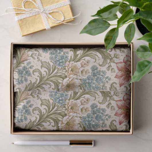Soft Scrollwork Garden Floral Pattern 薄葉紙 (ギフト)
