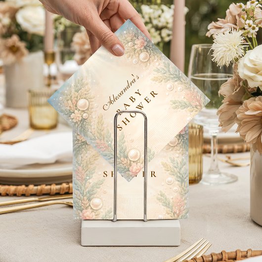 Soft Seaside Pearl Storybook Baby Shower スタンダードカクテルナプキン
