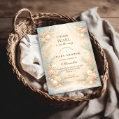 Soft Seaside Pearl Storybook Baby Shower 招待状