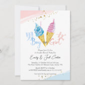 Soft Service Ice Cream Gender Reveal Pink and Blue 招待状 (正面)
