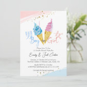 Soft Service Ice Cream Gender Reveal Pink and Blue 招待状 (スタンド正面)