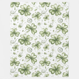Soft Shamrock Whispers in Watercolor Green フリースブランケット