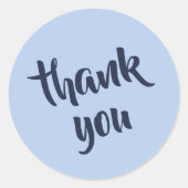 Soft Sky Blue Thank You Classic Round Sticker ラウンドシール (正面)