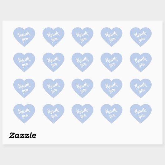 Soft Sky Blue Thank You Heart Sticker ハートシール (シート)