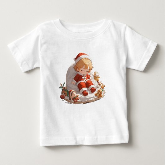 Soft Sleepy Santa Christmas Baby Fine Jersey Tee ベビーTシャツ (正面)