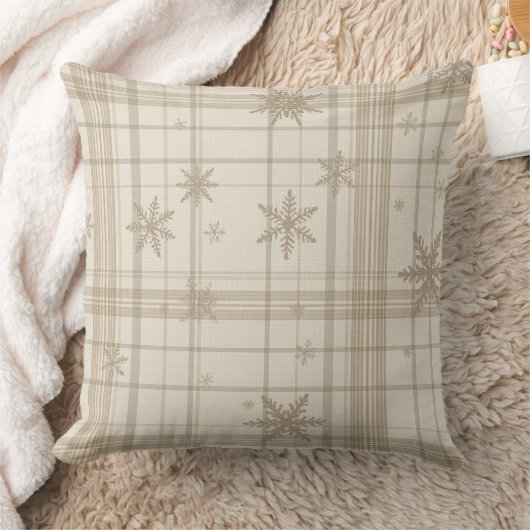 Soft Snowflake Gingham Plaid Throw Pillow クッション (ブランケット)