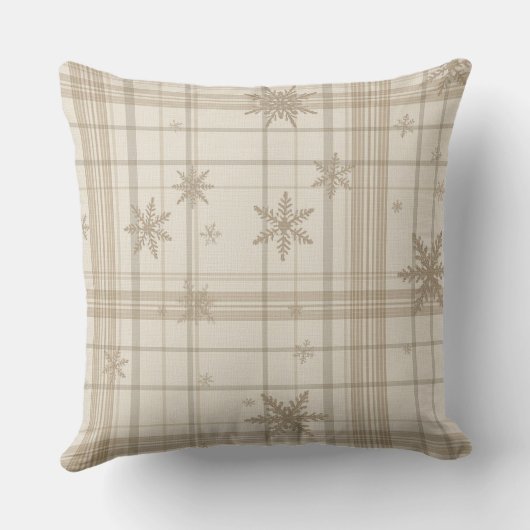Soft Snowflake Gingham Plaid Throw Pillow クッション (裏面)